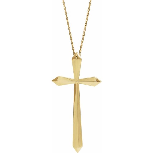 Elongated Gold Cross Necklace