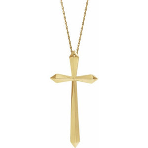 Elongated Gold Cross Necklace