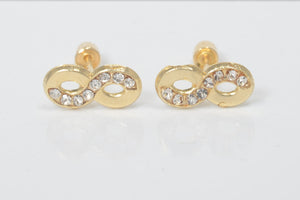 14K Pure Gold Infinity Stud Earrings