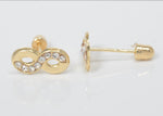 14K Pure Gold Infinity Stud Earrings