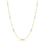 Paper Clip Chain Bezel Round Cut Diamond Necklace