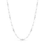 Paper Clip Chain Bezel Round Cut Diamond Necklace