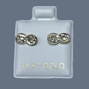 14K Pure Gold Infinity Stud Earrings