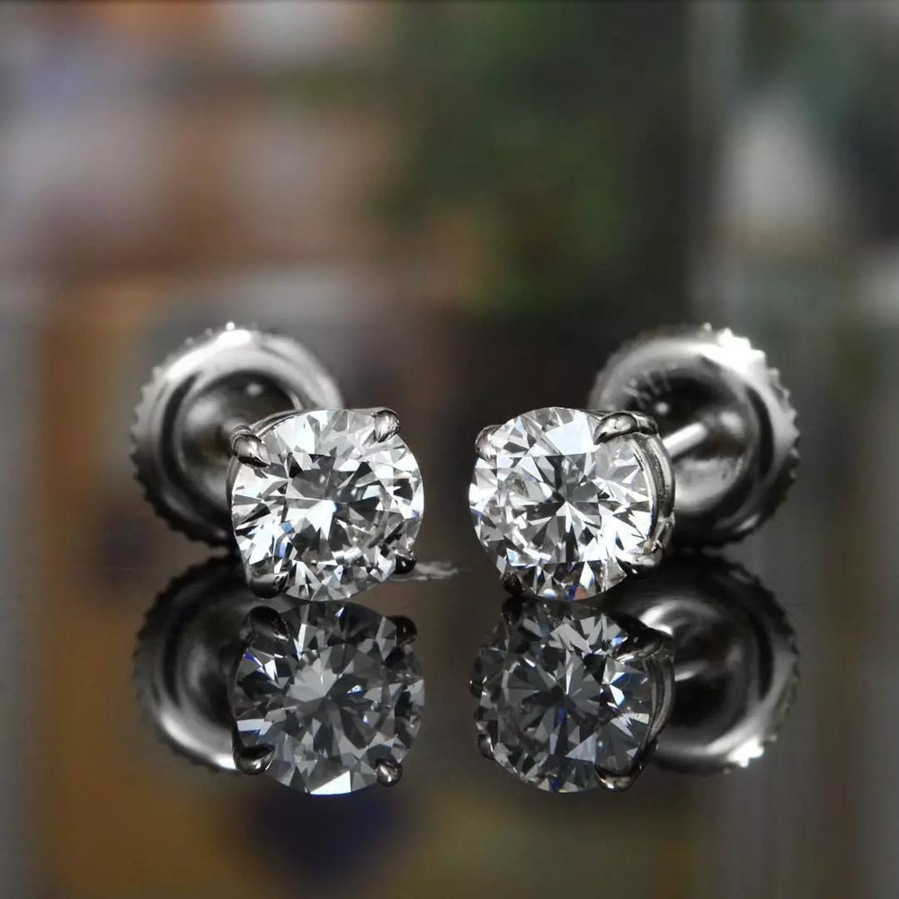 14K Gold Diamond Stud Earrings 0.50-1 Carat