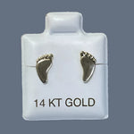 14k Solid Gold Feet Stud Earrings With Safety Backing